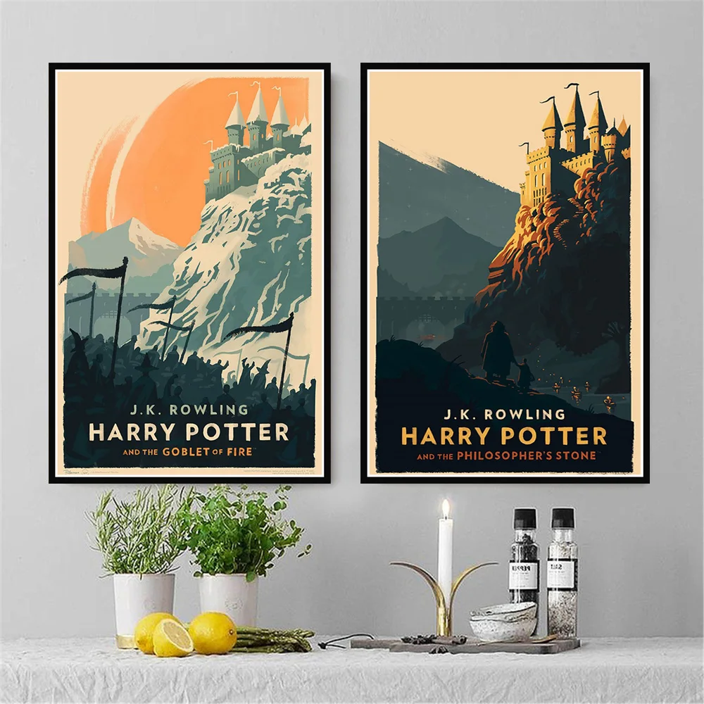 Poster And Prints Retro Modern Painting Art Harry Potter Hogwarts Castle Movie Wall Art Wall