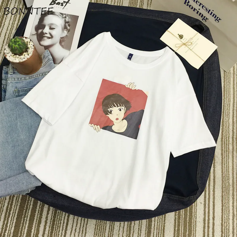 

T-shirts Women Printed Kawaii Loose Casual Chic Harajuku Korean Style Womens Clothing All-match Students Summer New Short Sleeve