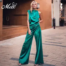 Max Spri 2019 стильный комплект из двух предметов, укороченный топ без рукавов с широкими штанинами, длинные модные вечерние женские костюмы