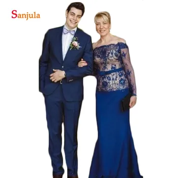 

Boat Neck Lace Mother of the Bride Dresses Off the Shoulder Long Sleeve Sheath Elegant Formal Dress for Women Party Gowns D906