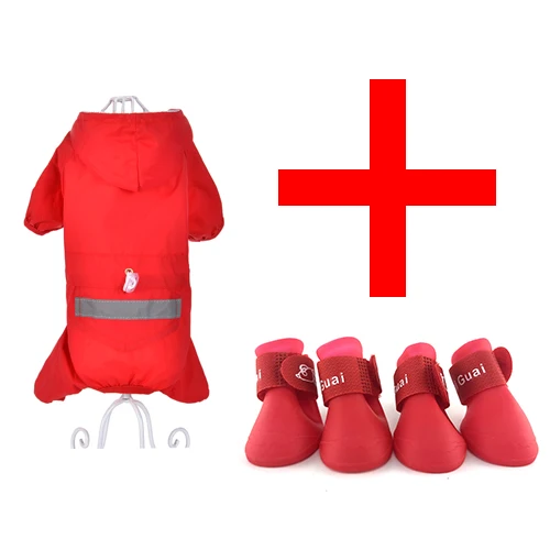 Тёмно-синий DRESSPET дождевик для собак и обувь для дождливой погоды, набор, комбинация, четыре цвета, дождевик/восемь цветов, непромокаемые сапоги - Цвет: Тёмно-синий