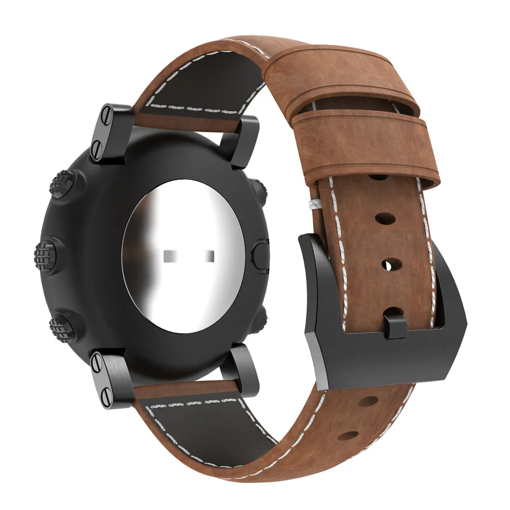 Ремешок кожаный для смарт часов Suunto Core роскошный браслет наручных регулируемый