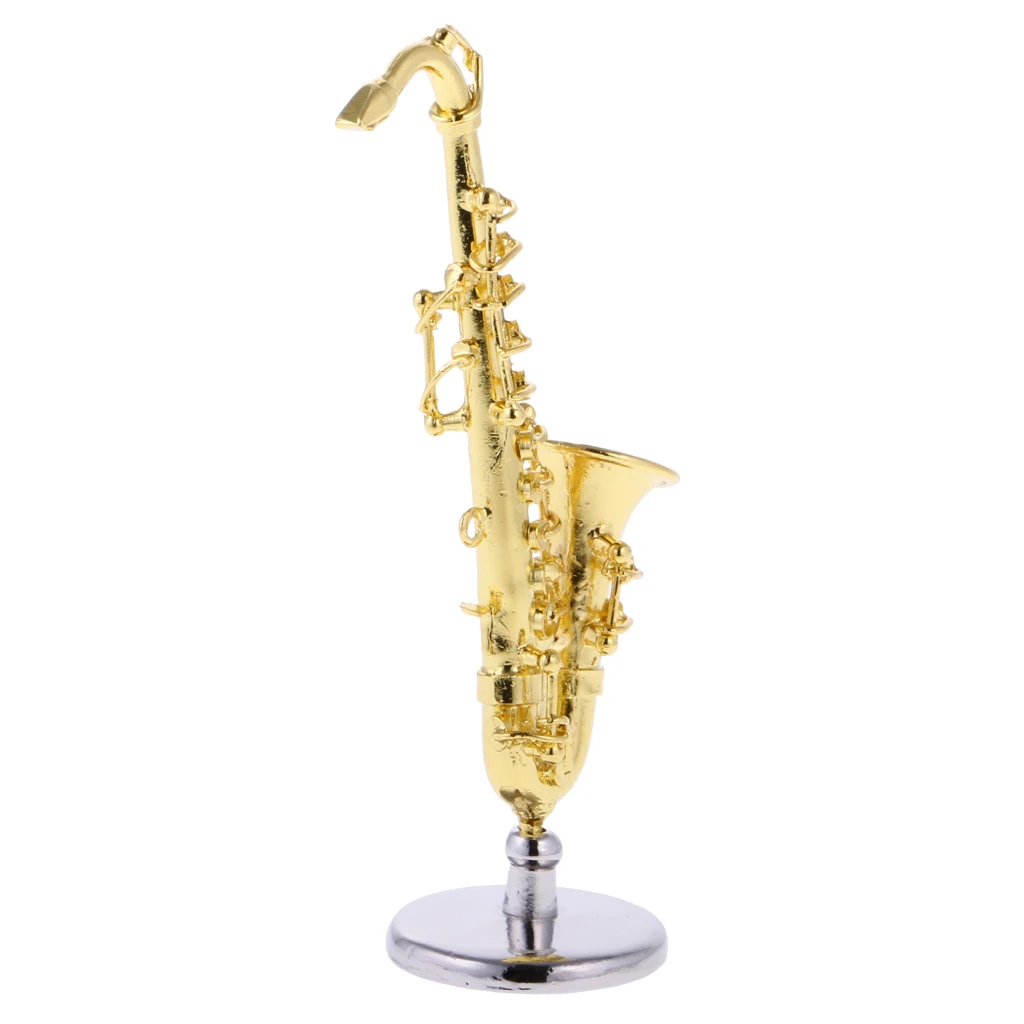 Dollhouse Miniature Realistic Saxophone, Meatal Music Instrument Model, 1:12 Scale Doll Home Decor