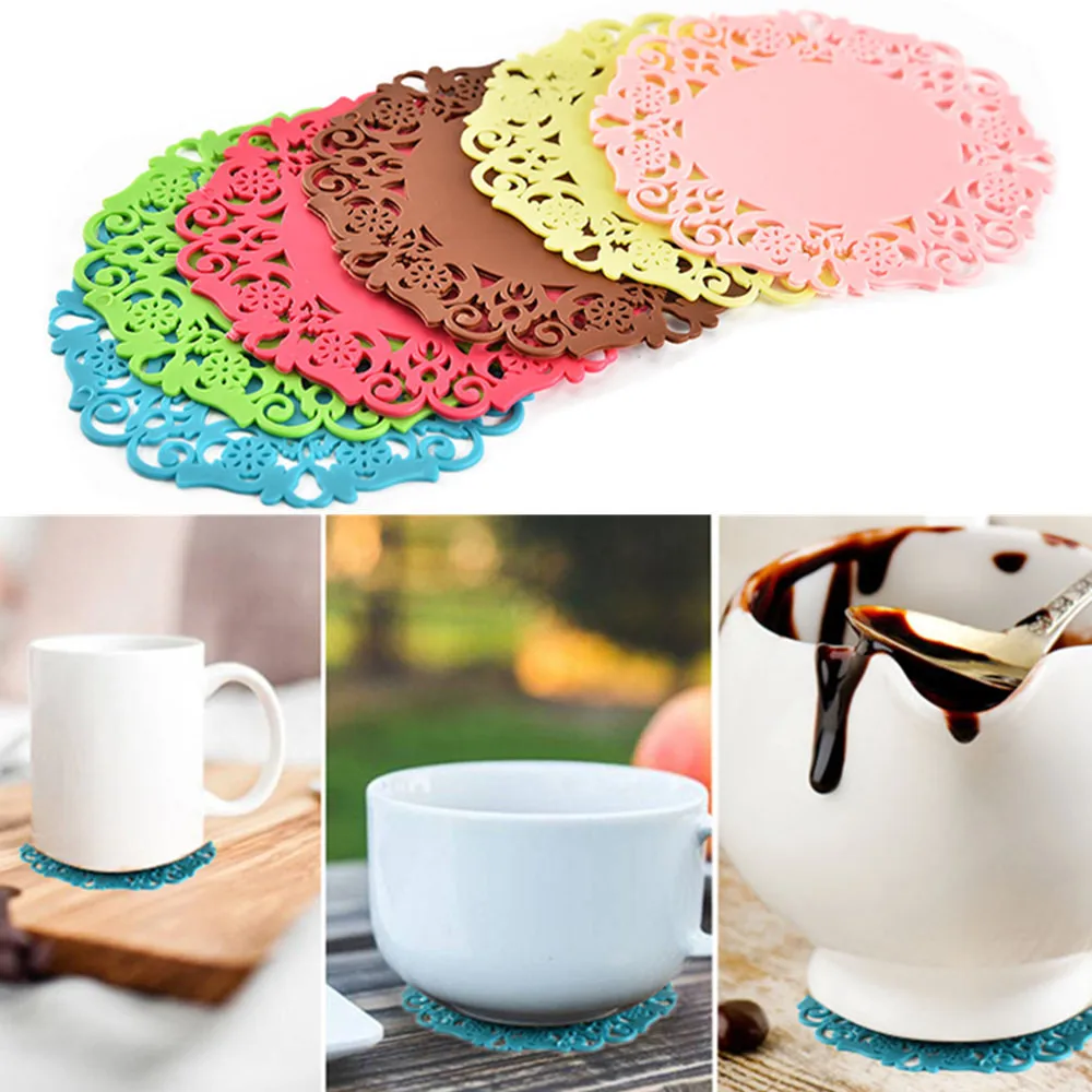 PVC Coaster Mat Pad Cushion Drinks Tea Cup Tableware mats Decoration