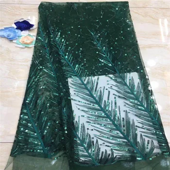 

African Lace With Sequins Embroidery Textile Lace Fabric High Quality Sequins French Tulle Lace Fabrics For Wedding Party