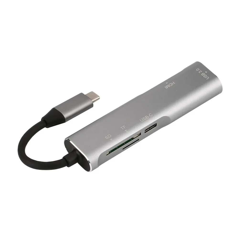 USB 3,1 Тип C концентратор USB 5 в 1 многофункциональная док-станция для расширения 4 K HDMI USB3.1 Интерфейс с защищенная цифровая карта памяти/устройство для считывания с tf-карт