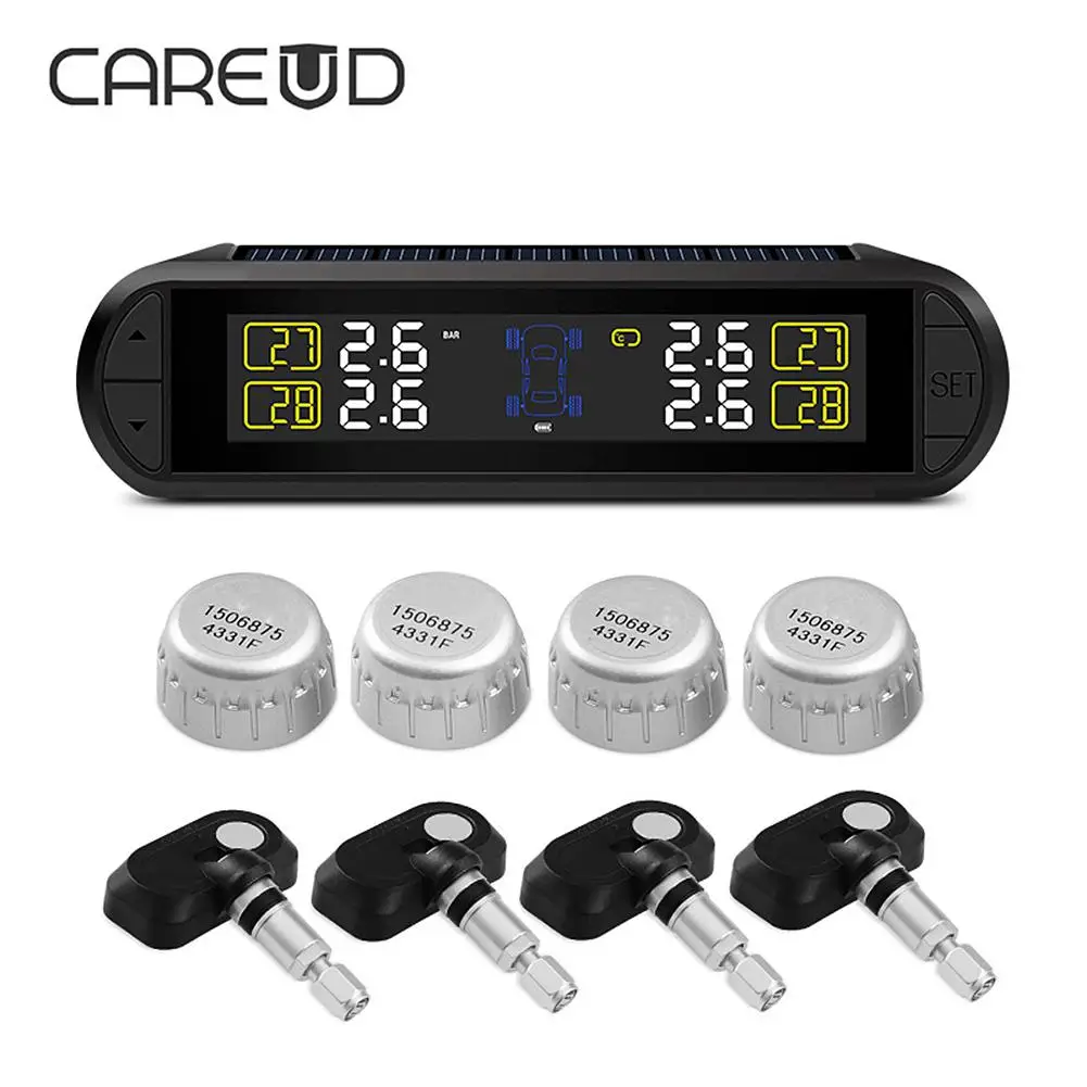 

CAREUD Wireless External Built-In Tire Pressure Sensor USB Charging Solar Panel Self-Changing Car TPMS Tire Pressure Monitor
