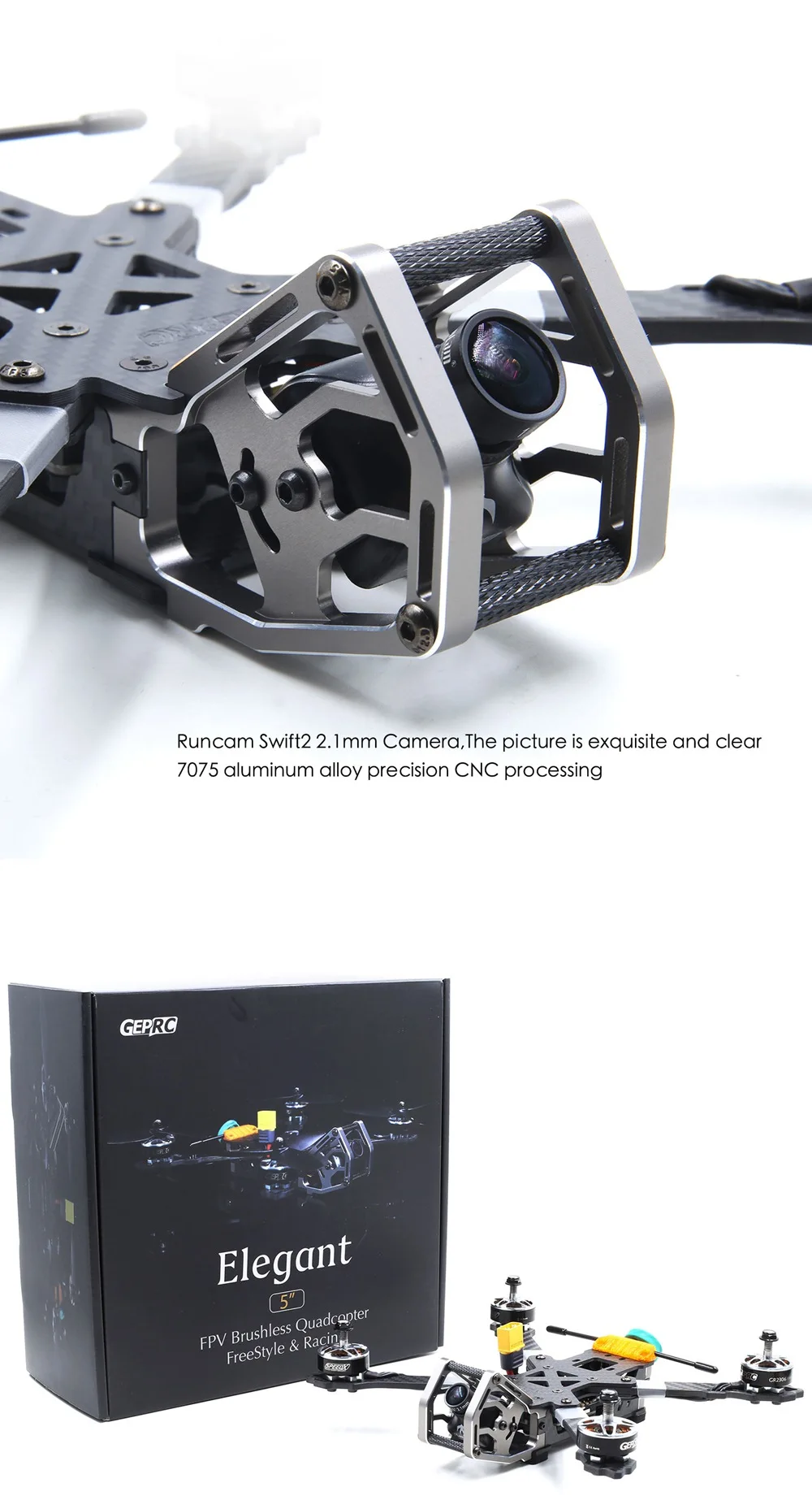GEPRC Elegant 230mm FPV Racing Drone SPAN F4 FC BLHeli_s 2-5S 40A Dshot600 ESC 5.8G 48CH VTX Frsky R-XSR Receiver - BNF