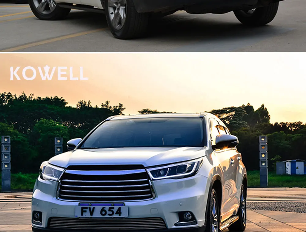 KOWELL автомобильный Стайлинг для фары Toyota HIGHLANDER для HIGHLANDER головная лампа Angel eye led DRL передний светильник Биксеноновая линза ксеноновая