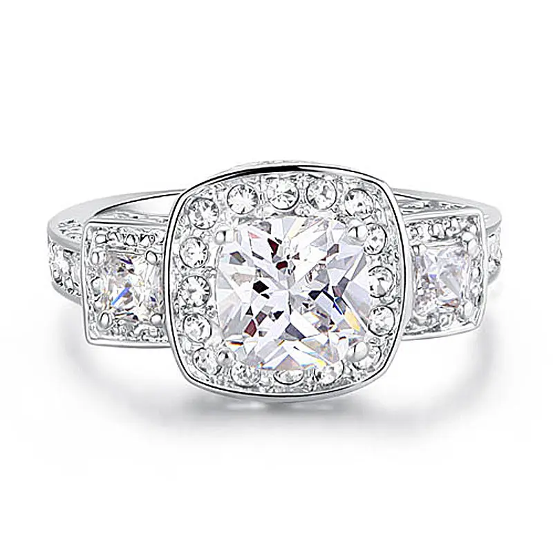Кольцо с фианитом 1 карат|cz rings|princess cutring ring |