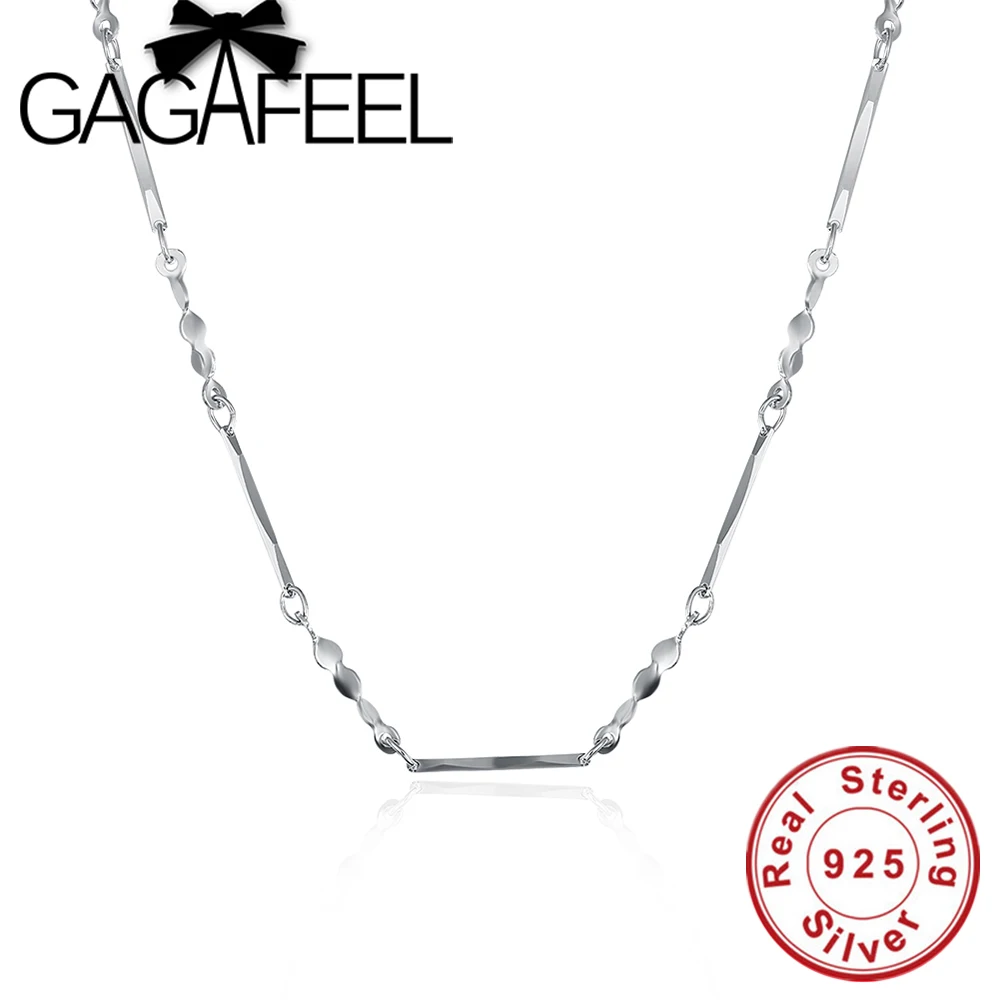 GAGAFEEL New Real 925 Sterling Silver Chain Necklaces Pure S925 Slim