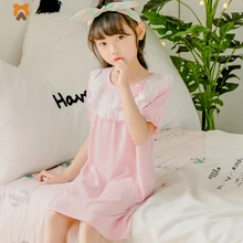 

Girls Princess Dress Cotton Baby Kid 2018 Summer Little Girl Dress Solid White Pink Unicorn Dresses For Girls 6 8 10 Years Child