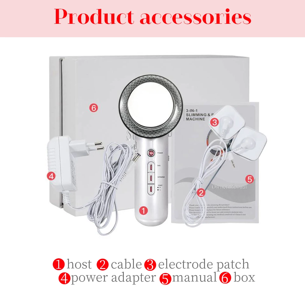 Ultrasonic 3 In 1 Massage Galvanic EMS Photon SPA Body Cellulite Skin Care Infrared Fat Removal Therapy Beauty Slimming Device