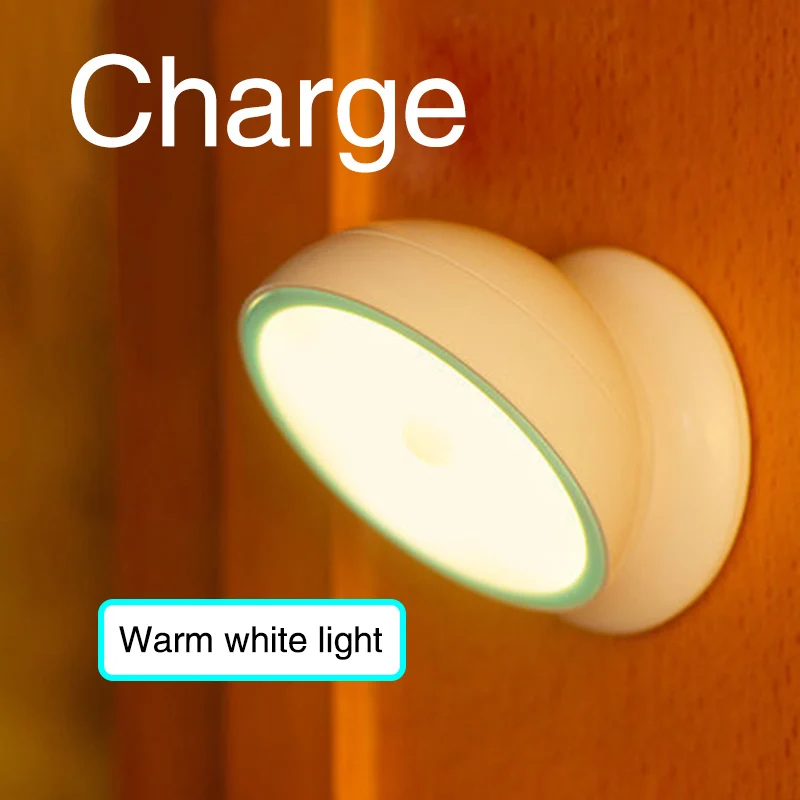 Charging type WW WoodPow USB Перезаряжаемый светильник с датчиком движения, активированный настенный светильник, Ночной светильник, Индукционная лампа для шкафа, коридора, шкафа, лестницы - Испускаемый цвет: Charging type WW