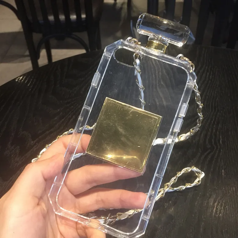 

S9plus Fashion Brand Scent Bottle W/Strap Soft TPU Back Cover Mobile Phone Case For iPhoneX 8/6s 7plus S8 Skin Shell Protection