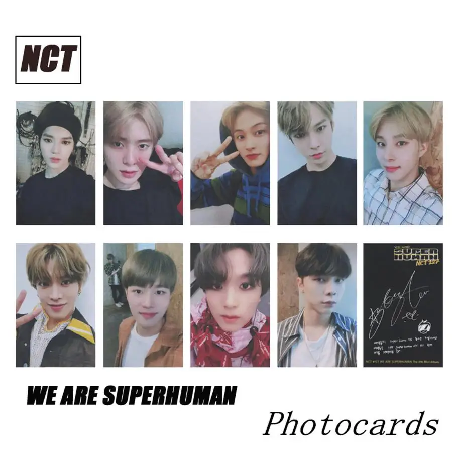 

Kpop NCT 127 Paper Photo Cards We are Superhuman Yuta Mark Autograph Photocard Taeyong Photograph