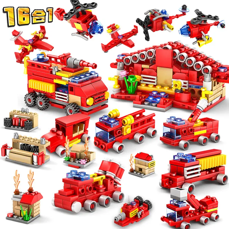 

16 in 1 Legoings Fire Department Headquarters DIY Building Blocks Kit Toys Kids Birthday Christmas Gifts