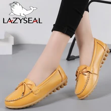 LazySeal/женские лоферы; мокасины из натуральной кожи; женские лоферы из натуральной кожи; мягкие туфли на плоской подошве с бабочкой