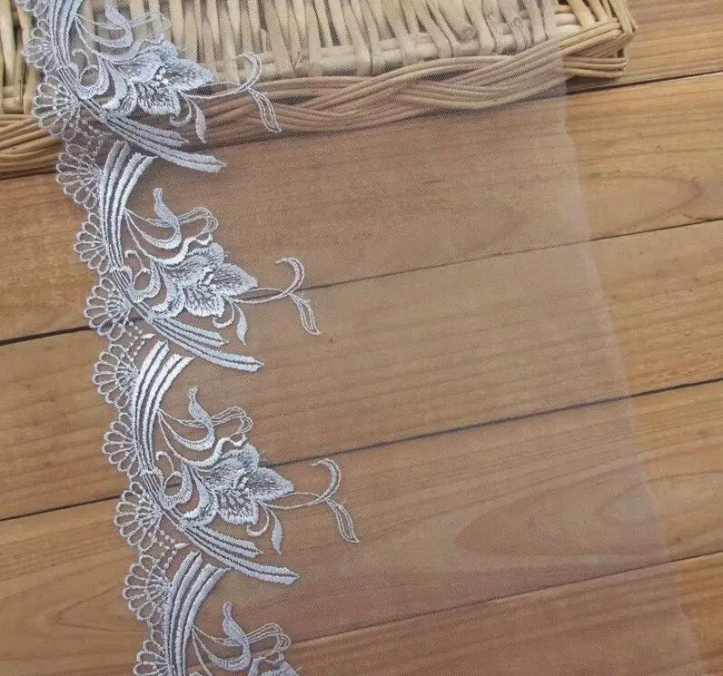 

1 Meter 21cm wide DIY Clothes Accessories Guipure grey Lace Trim Tulle Flower Embroidered Trimmings Sewing Lace Appliques DIY