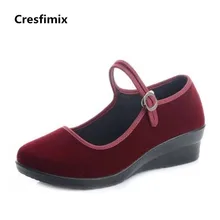 Cresfimix/женская модная обувь, визуально увеличивающая рост, с ремешком и пряжкой; женские милые туфли на плоской платформе винно-красного цвета; женские туфли в стиле ретро; a2032