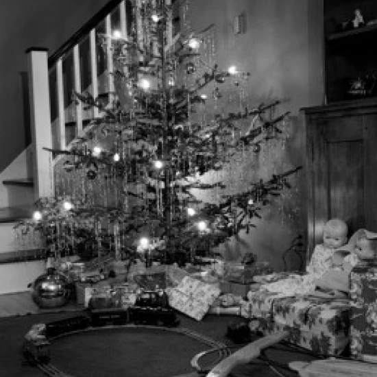 Christmas tree in living room Poster Print (18 x 24)