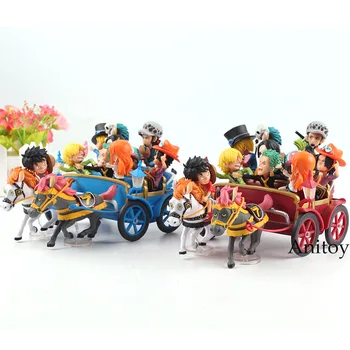 

Anime One Piece 20th Anniversary Carriage Set Luffy Nami Zoro Sanji Chopper Ace Sabo Trafalgar Law Hancock PVC Figure Toys