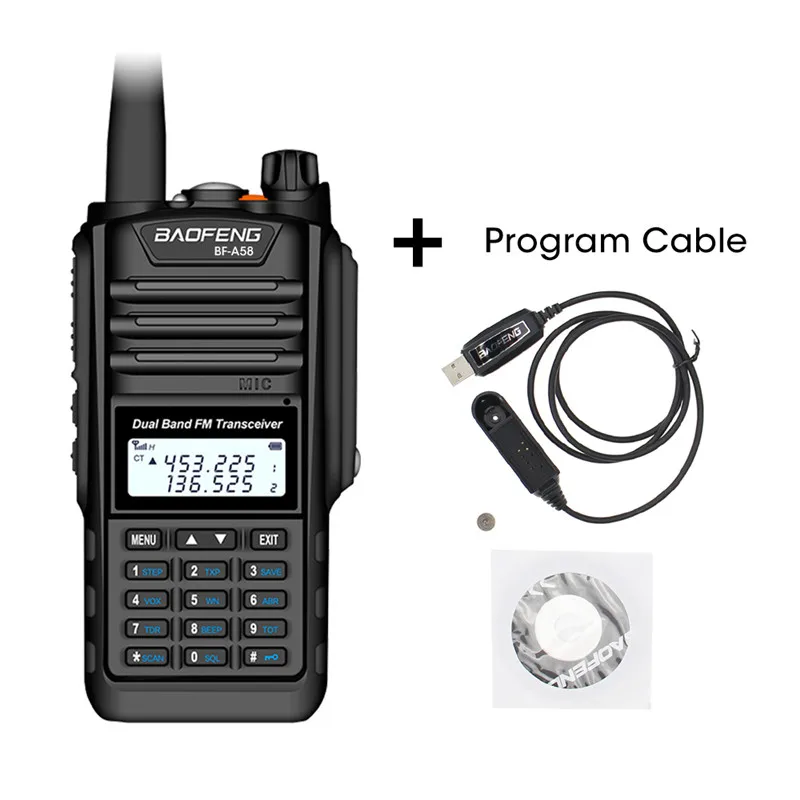 add Program Cable Baofeng BF-A58 портативная рация IP68 Водонепроницаемый 128CH двухдиапазонный UHF VHF двухстороннее радио Ручной fm-приемопередатчик CB Ham радиостанция - Цвет: add Program Cable