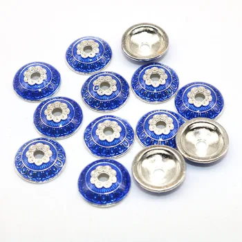 

10PCS Enamel Cloisonne Bead Caps 14MM Flowers Metal Golden Plated Handmande Beads Caps Diy for accessories Jewelry Making