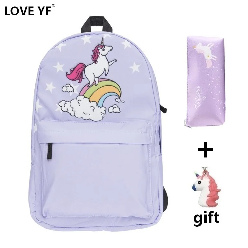 

unicorn pattern backpack High quality waterproof female casual schoolbag Female student school bag zaino porta pc 15.6 pollici