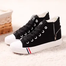 Women High-Top Canvas Shoes Side Zipper Spring And Summer Shoes Platform Breathable Women casual shoes