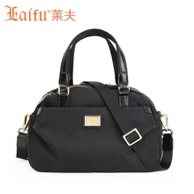 Laifu Brand Design Nylon Bags Women Soft Handbags Concealed Pocket Waterproof Fashion Canvas Tote Shoulder Black Purple
