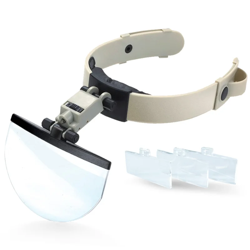 

2X 3.8X 4.5X 5.5X Multi Power Helmet Magnifier Hand free Magnifying Glass Loupe with LED Light 4 Lens for watch repair