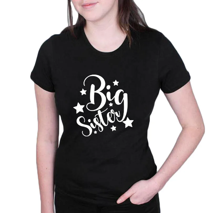 

Funny Pregnancy Announcement T-shirt Big Sister Graphic Tee Shirt Femme 2018 New Fashion Women T Shirt Black White Printing