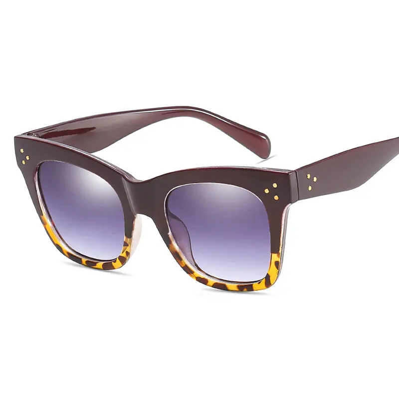HUHAITANG роскошные женские Винтажные Солнцезащитные большие квадратные брендовые дизайнерские солнцезащитные очки для женщин большие солнечные очки для женщин s - Цвет линз: Black Leopard Gray