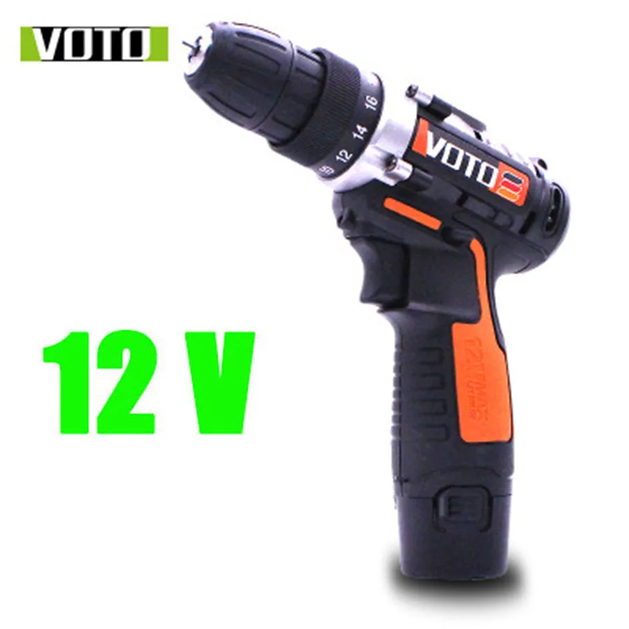 

VOTO Battery Rechargeable Cordless Drill Electric Screwdriver Set Lithium Power Tools Screw Gun Driver Industry Orange 12V VT