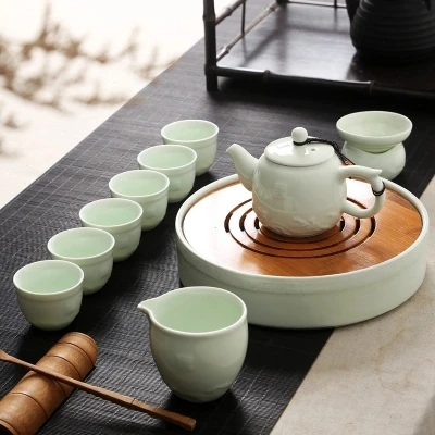 

Ceramic tea set of Kung Fu tea cup teapot tea table wood household contracted
