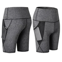 Женские шорты с высокой талией для фитнеса, марлевые карманные спортивные лосины для йоги, бега, спортивная одежда для тренировок, для спортзала, женские облегающие шорты