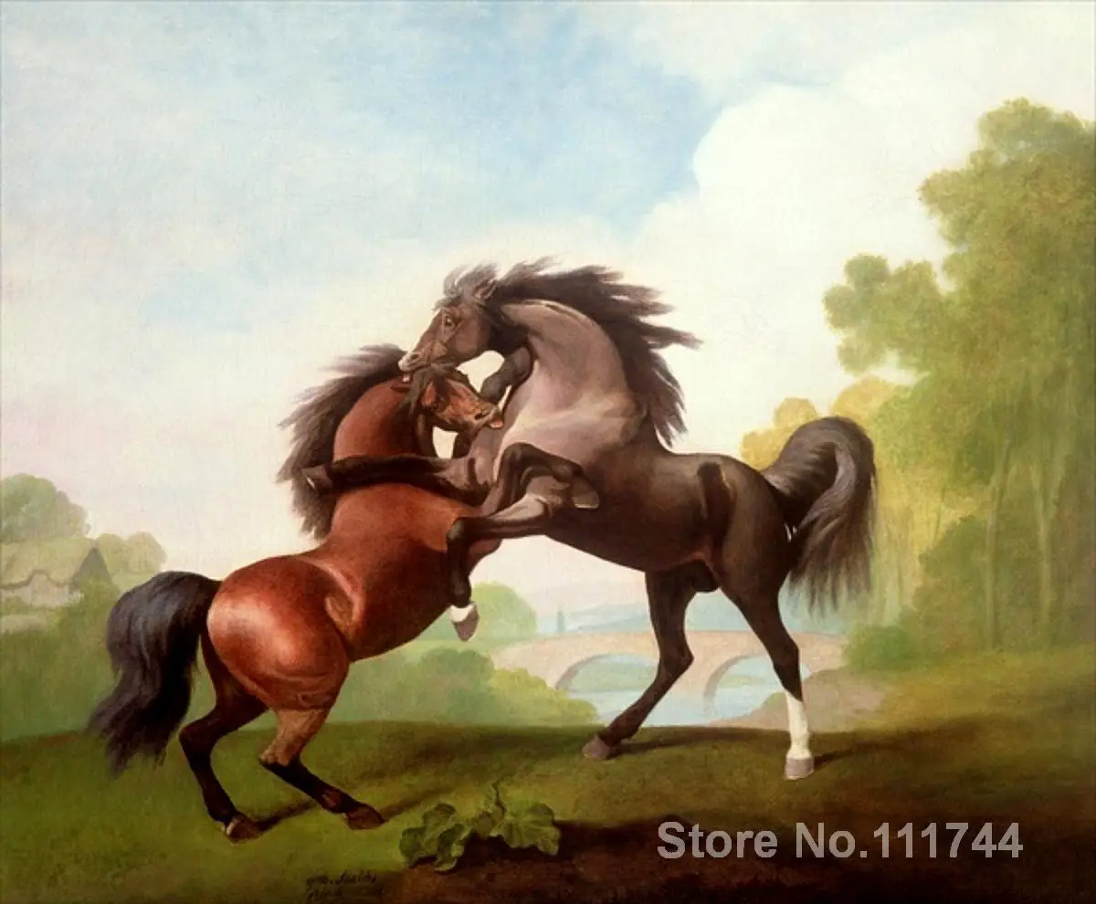 Famosi dipinti di cavalli Fighting Stallions da Stubbs Mano di