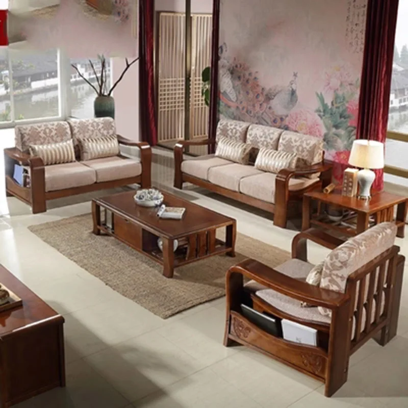 Furniture living modern Solid wood Simple Square sofa coffee table combination