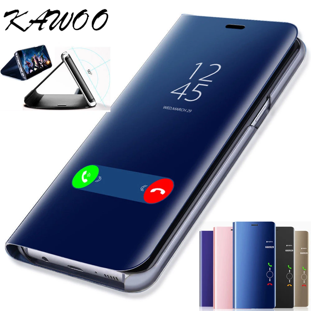 For Samsung Galaxy A5 2017 Luxury Mirror View Plating Smart Case Stand Cover For Samsung Galaxy S8 S9 Note 8 S6 S7 A3 2017 J530 S9 all 2 Lo