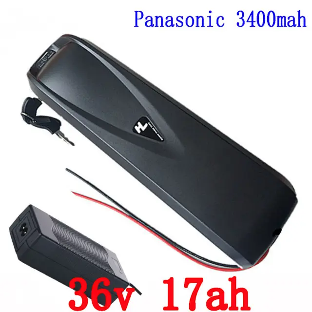 Cheap Free shipping and duty Hailong battery 36v 17ah lithium battery for electric bikes 36v new bottle battery pack with charger