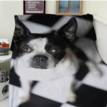 

Blankets Warmth Soft Plush Cute Funny Black And White Korean Dog Sofa Bed Throw a Blanket Thick Thin Cobertor Plaid