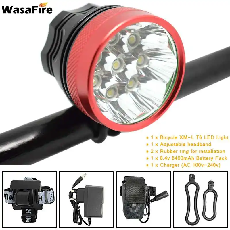 WasaFire farol велосипедный передний светильник s фонарь 12000lm 8* XML T6 светодиодный велосипедный светильник 3 режима 8,4 в зарядное устройство велосипедный передний светильник