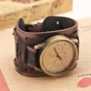 Men Antique Charms Watches Bracelets Genuine Leather Wide Wristwatch Biker Bangle Vintage Belt Buckle Dress Watches ► Photo 3/6