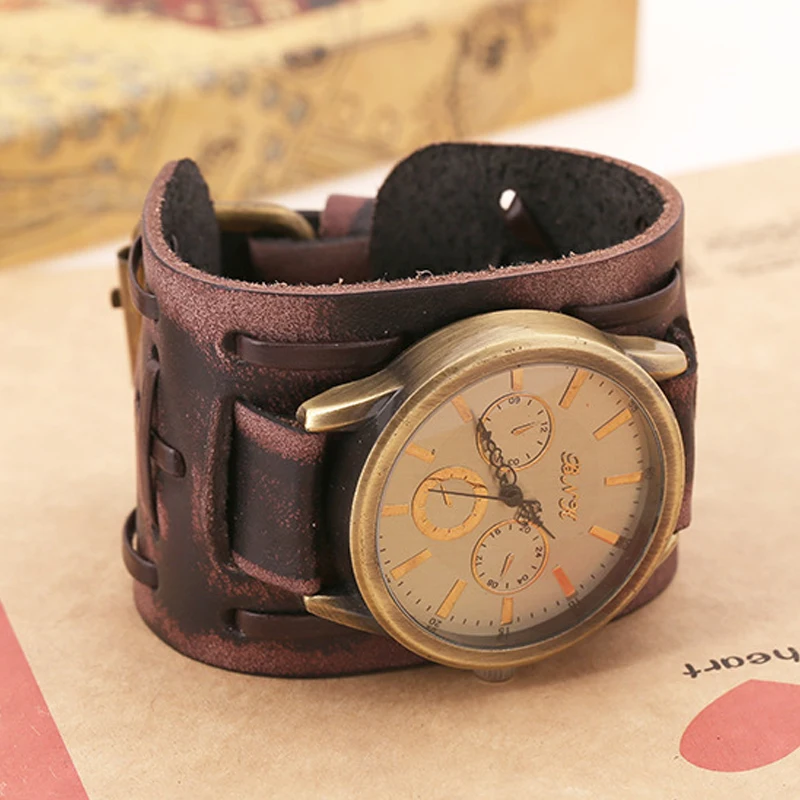 Uomo Antico Pendenti e Ciondoli Orologi Bracciali Largo del Cuoio Genuino  Orologio Da Polso del Motociclista Del Braccialetto Del Braccialetto  Dell'annata Fibbia Della Cintura del Vestito Orologi - AliExpress Jewelry \u0026  Accessories