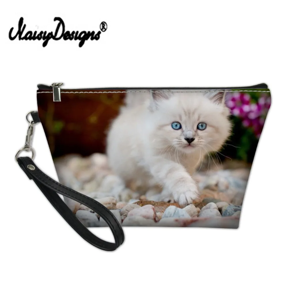 Noisydesigns модные полиуретановая косметичка с принтом кота для женщин составляют сумки путешествия портативный макияж Чехол ваше лого на