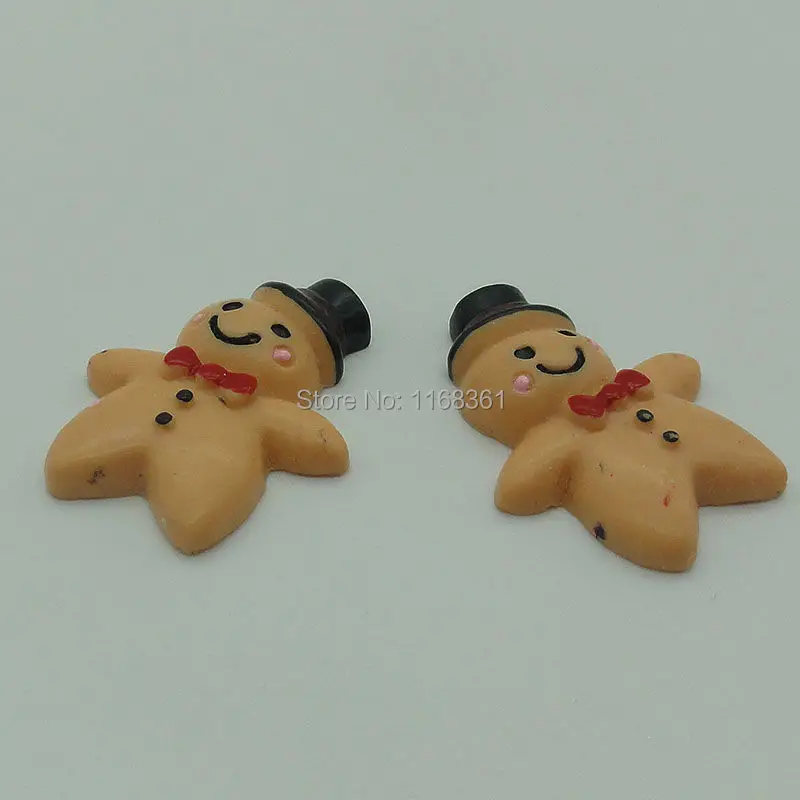 1pcs/lot resin flatback black hat Gingerbread Man 30mm Cabochons Scrapbooking Hair Bow Center DIY Christmas decration C109-2