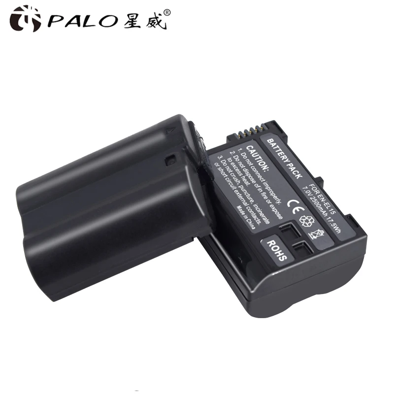 PALO 2pcs аккумулятор камеры EN-EL15 enel15 el15 цифровой аккумулятор для Nikon D500, D600, D610, D750 D7000, D7100, D7200 с зарядным устройством