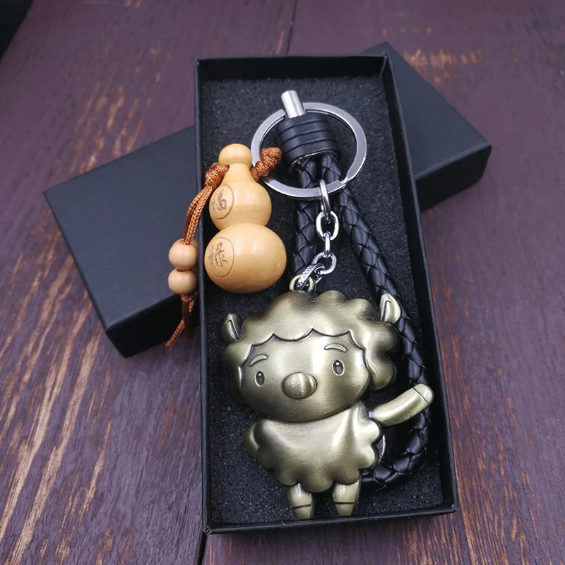 De moda Llavero de Metal de aleación de zodiaco chino Llavero encanto Polla caballo mono perro cerdo de Auto/bolsa de cuero anillo colgante