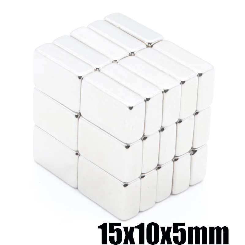 20 штук 15x10x5 мм N35 прямоугольный постоянный неодимовый магнит магниты сверх-редкоземельные магниты неодимовый магнит 15X10X5 мм